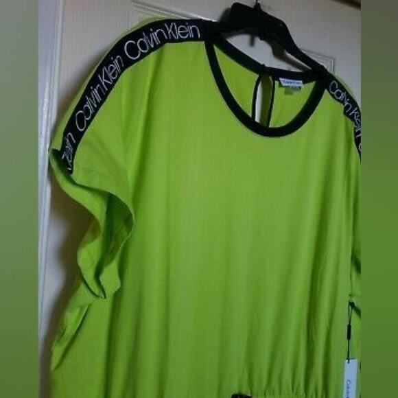 Calvin Klein Women's Shoulder LOGO Shorts ROMPER Lime Lime Green plus size 2X 3X - Picture 7 of 13